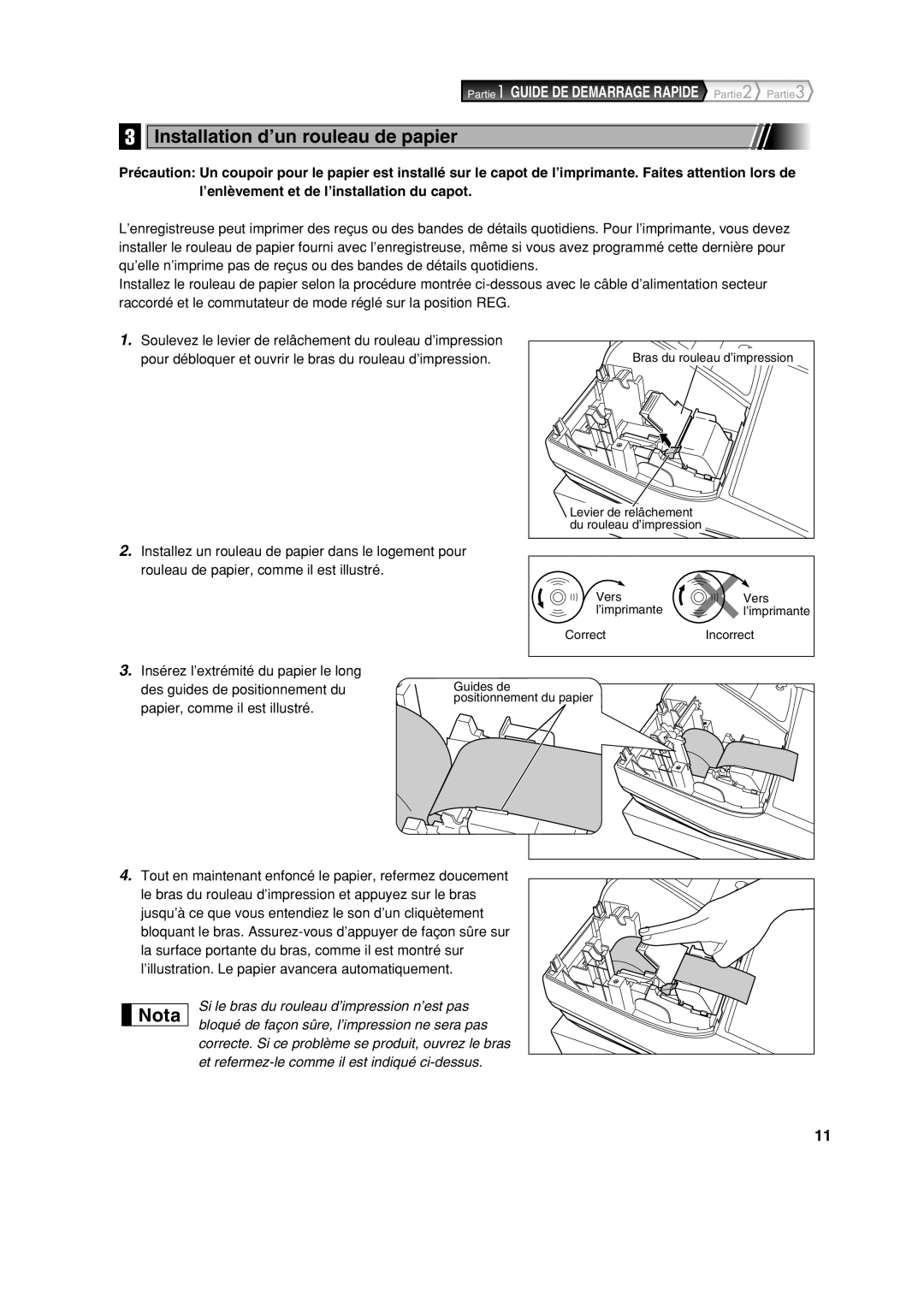 Sharp XE-A213 instruction manual Installation d’un rouleau de papier, Papier, comme il est illustré 