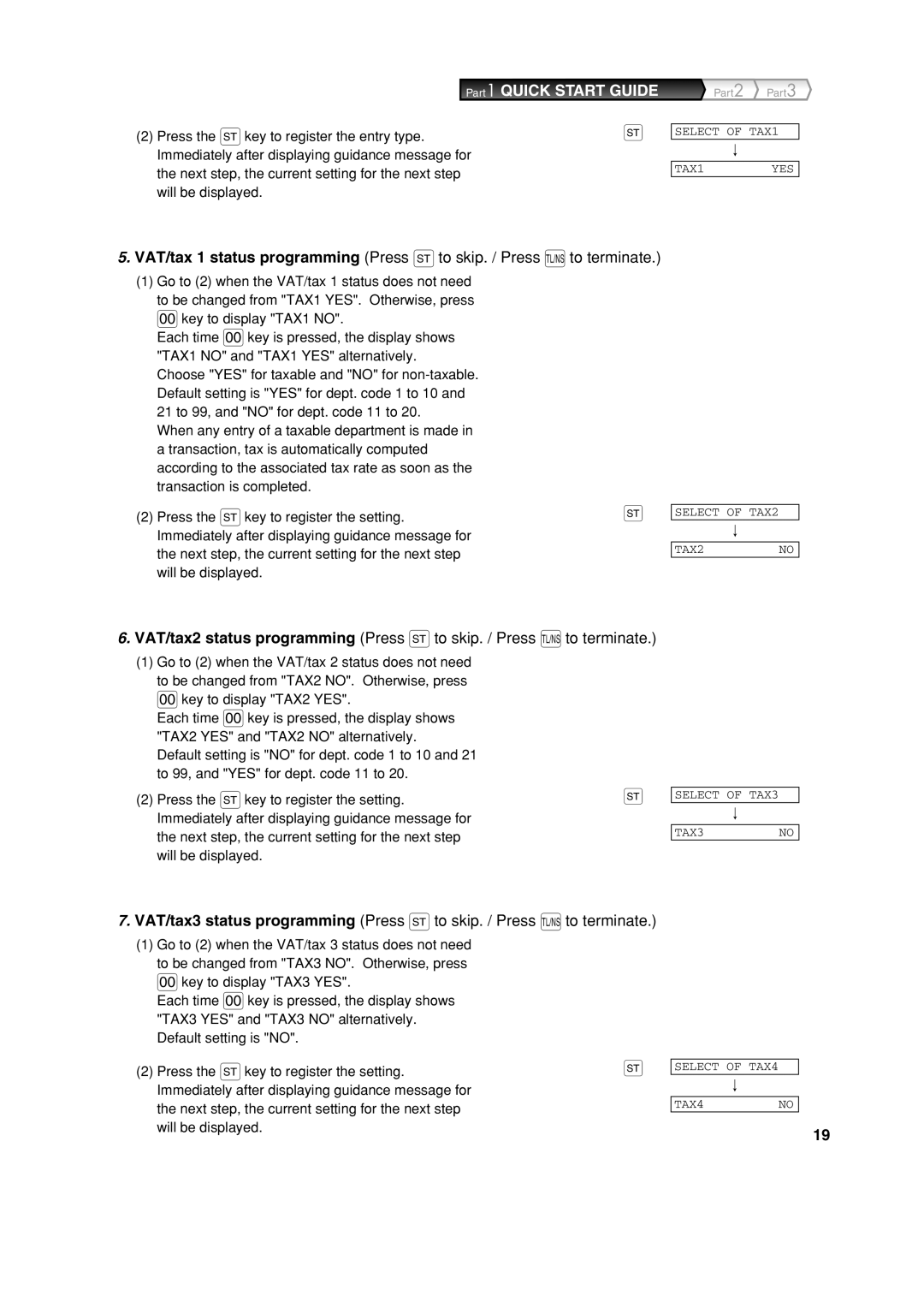 Sharp XE-A213 instruction manual Select of TAX1 TAX1 YES 