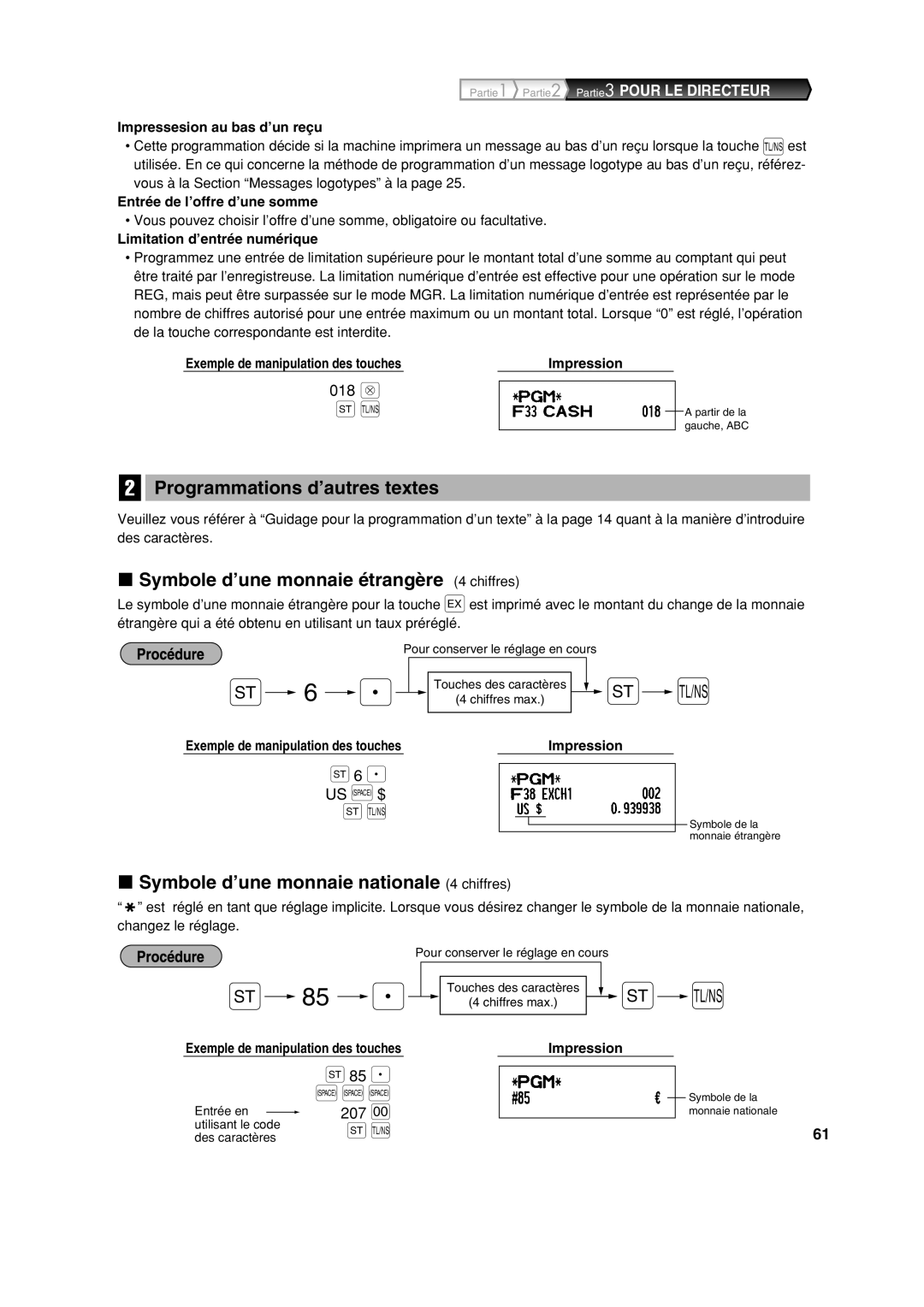 Sharp XE-A213 instruction manual Programmations d’autres textes, Symbole d’une monnaie étrangère 4 chiffres, 85 P 207 