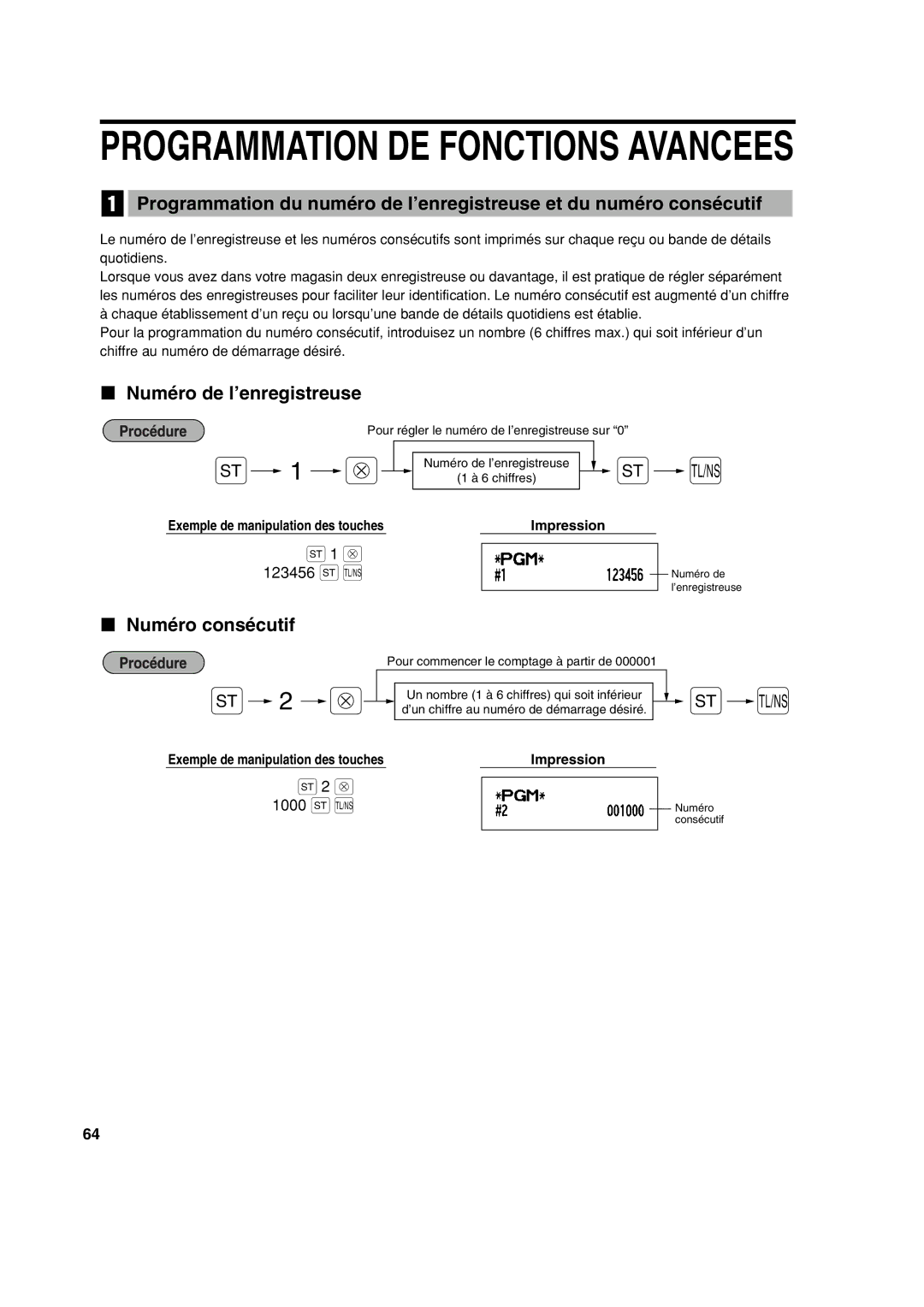 Sharp XE-A213 instruction manual Numéro de l’enregistreuse, Numéro consécutif 