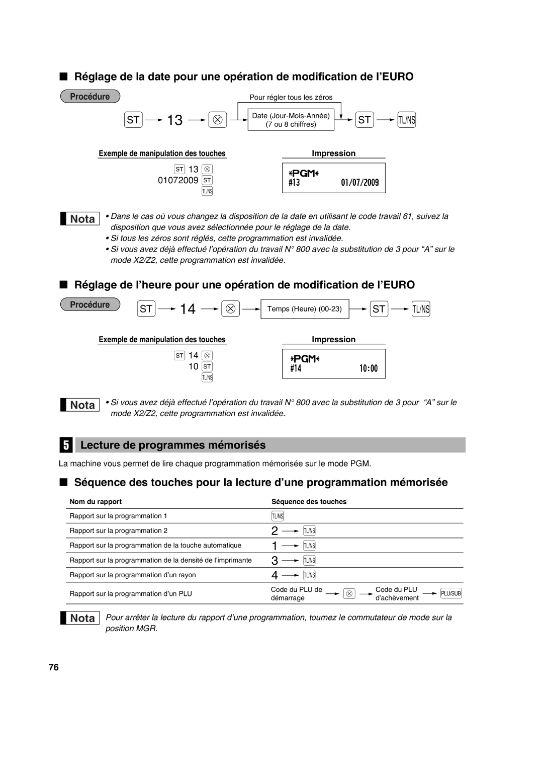 Sharp XE-A213 instruction manual Lecture de programmes mémorisés, Nom du rapport Séquence des touches 