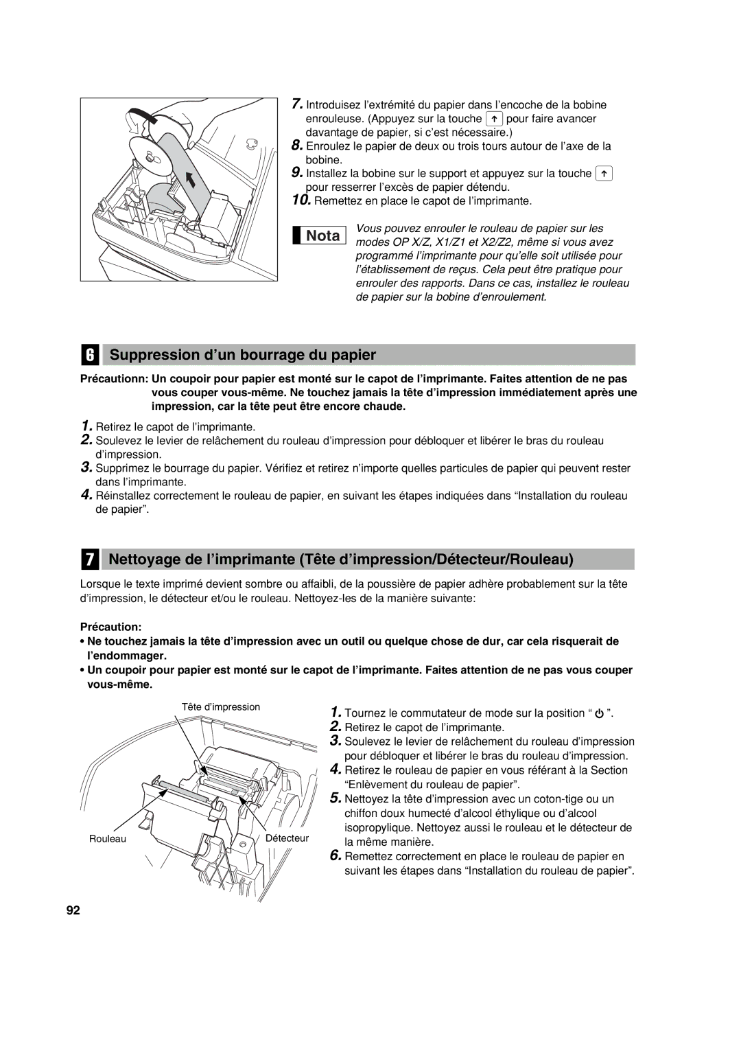 Sharp XE-A213 instruction manual Suppression d’un bourrage du papier 