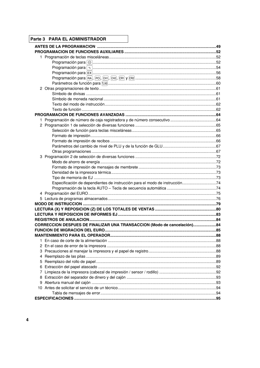 Sharp XE-A213 instruction manual Parte 3 Para EL Administrador, Programacion DE Funciones Avanzadas 