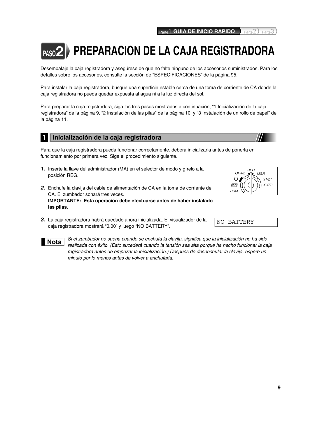 Sharp XE-A213 instruction manual PASO2 Preparacion DE LA Caja Registradora, Inicialización de la caja registradora 