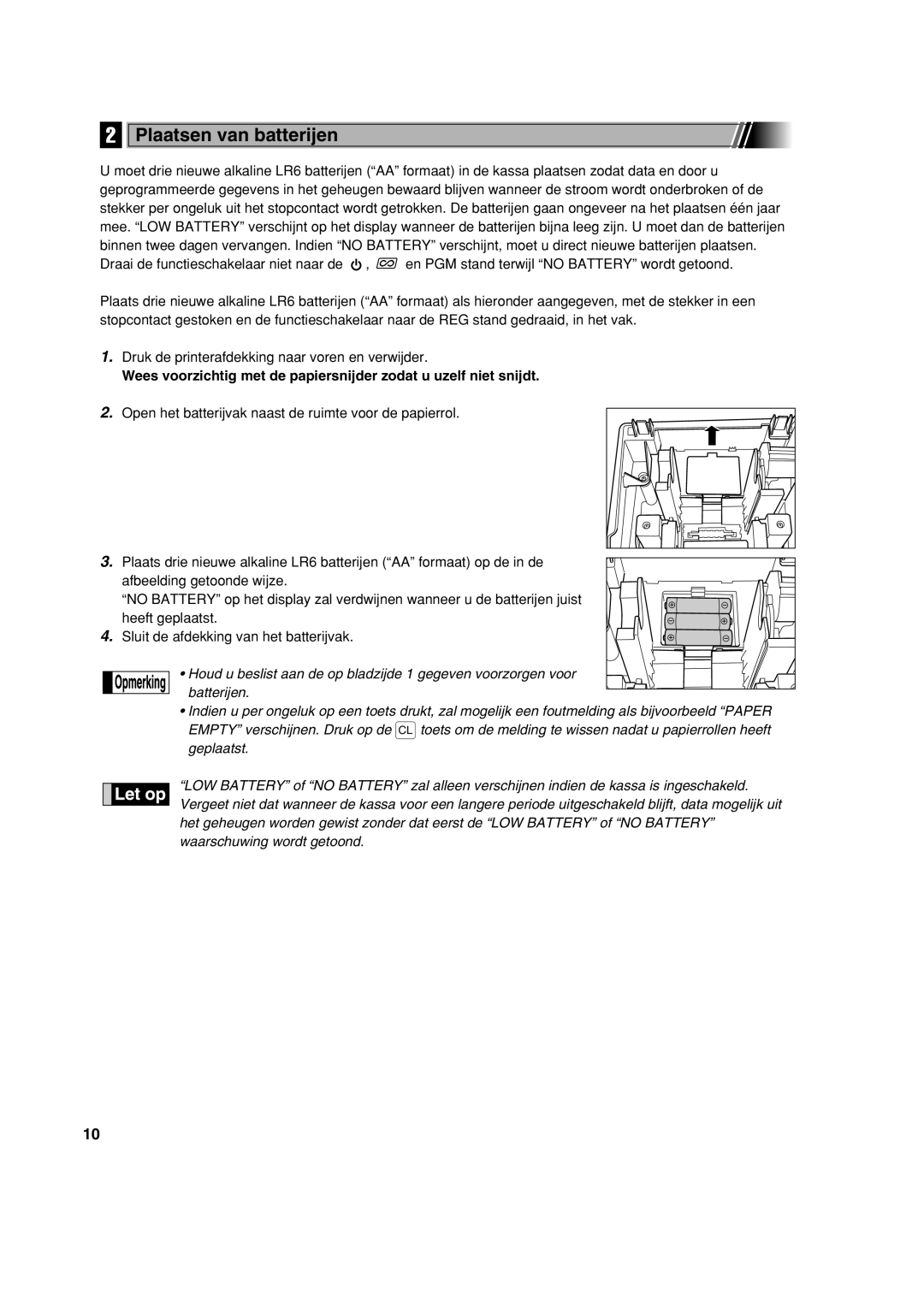 Sharp XE-A213 instruction manual Plaatsen van batterijen 