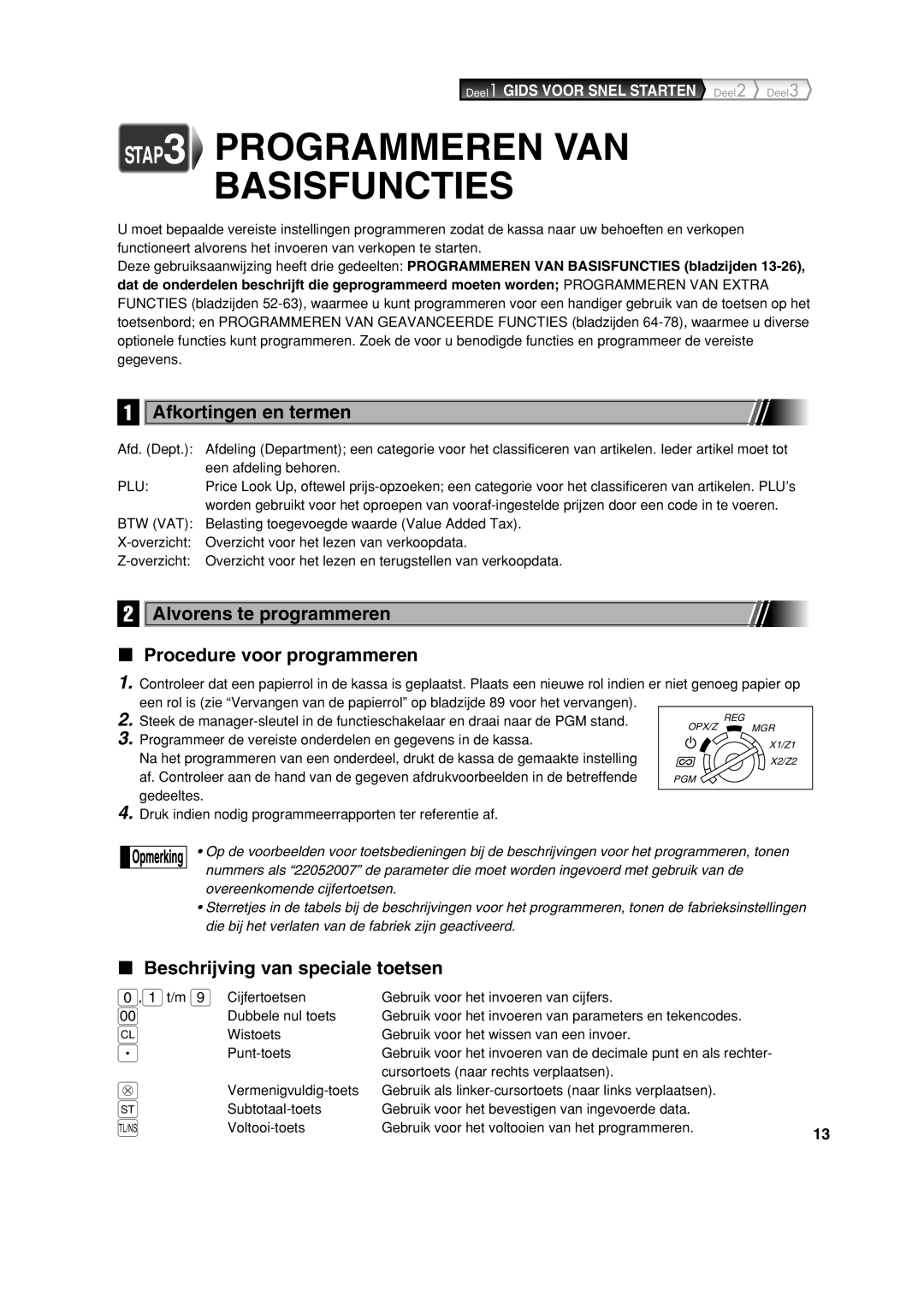 Sharp XE-A213 instruction manual Afkortingen en termen, Alvorens te programmeren Procedure voor programmeren 