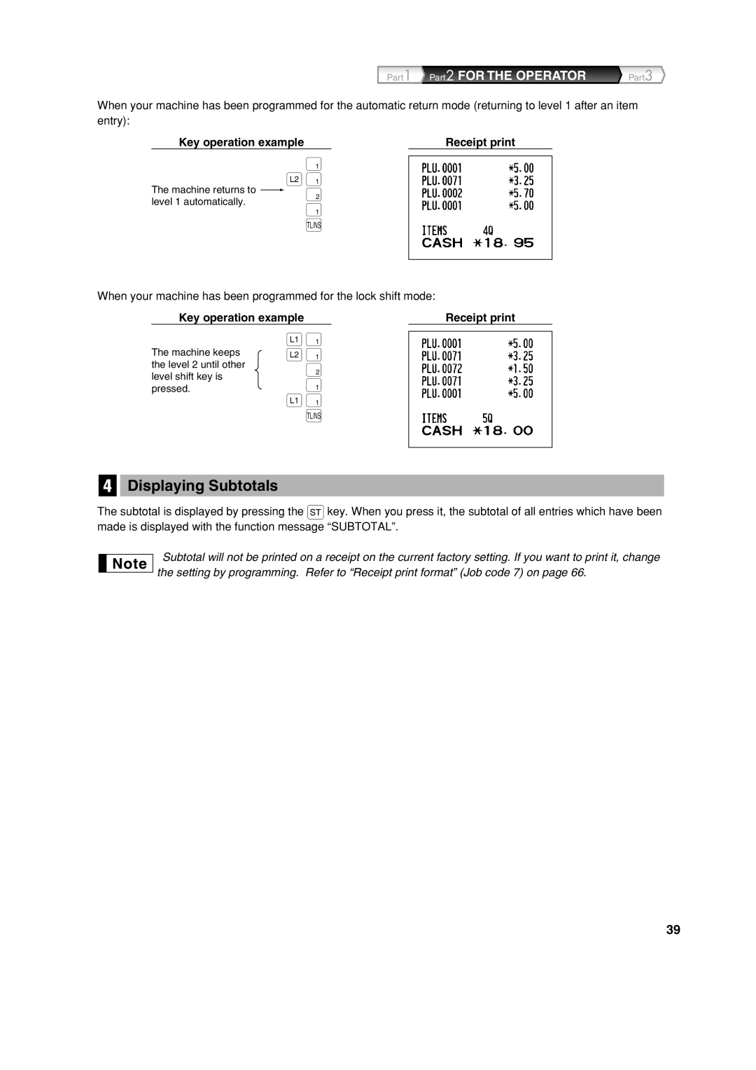 Sharp XE-A213 instruction manual Displaying Subtotals 