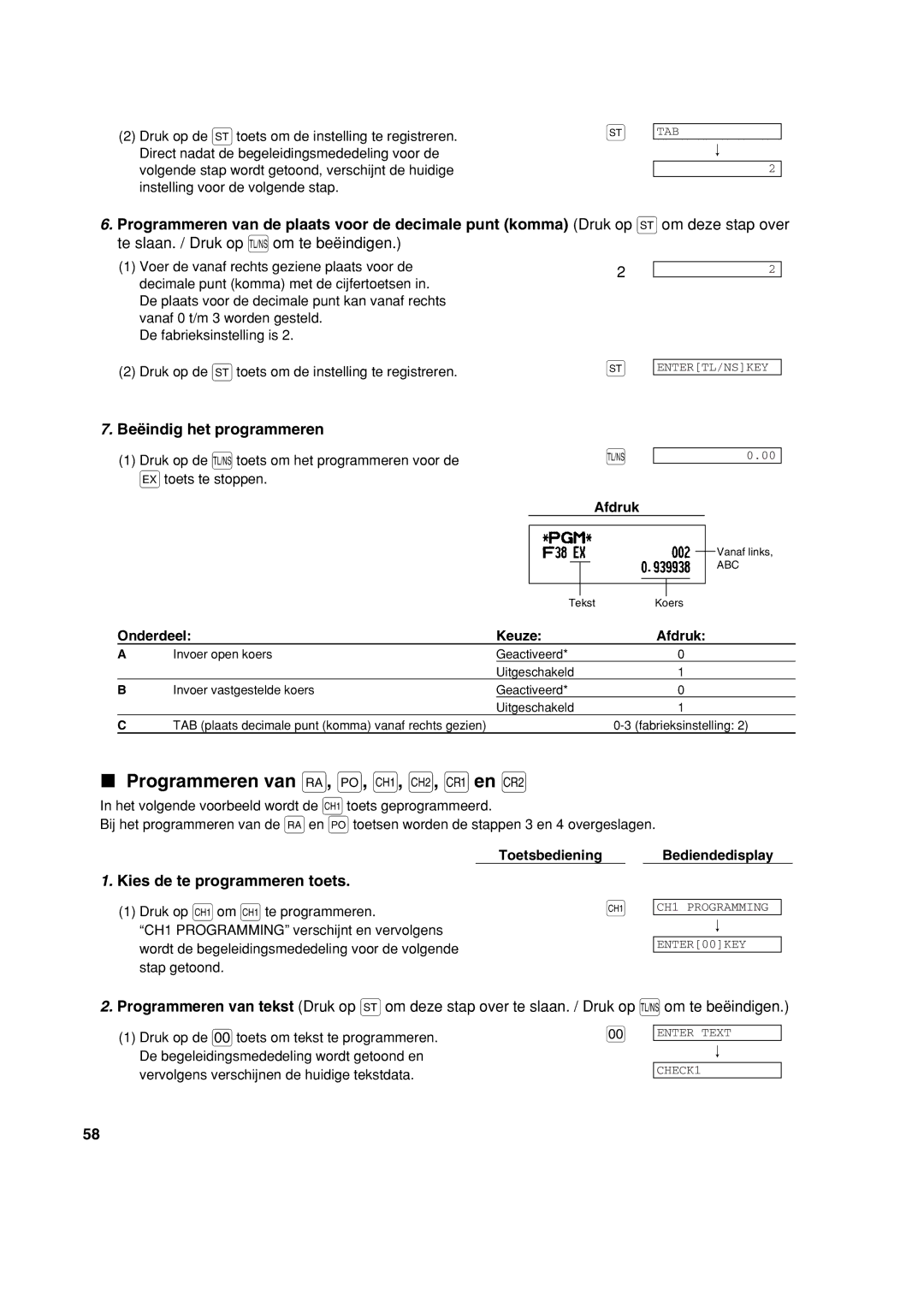 Sharp XE-A213 instruction manual Programmeren van r, o, X, Y, cen b 