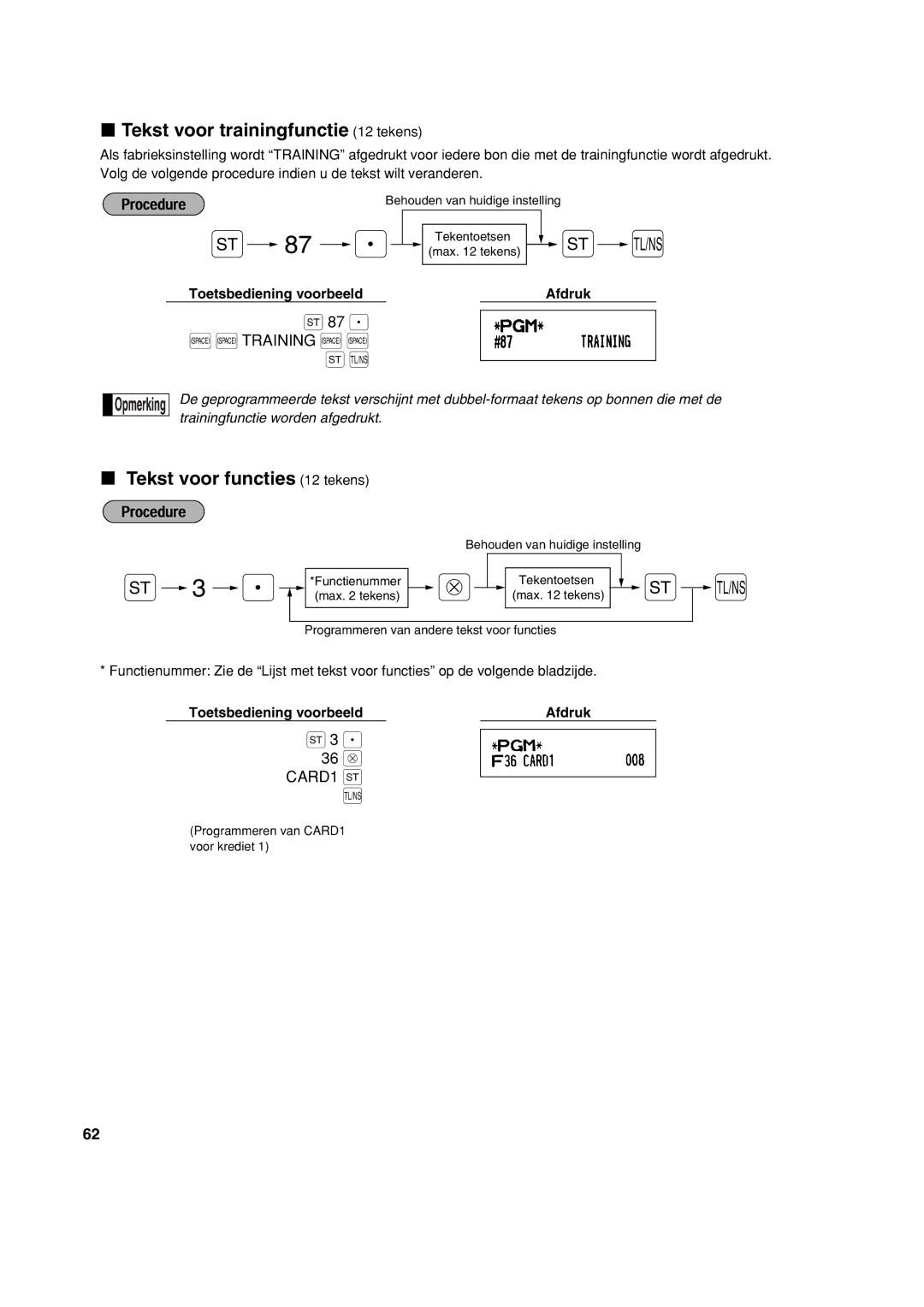 Sharp XE-A213 instruction manual Tekst voor trainingfunctie 12 tekens, Tekst voor functies 12 tekens 