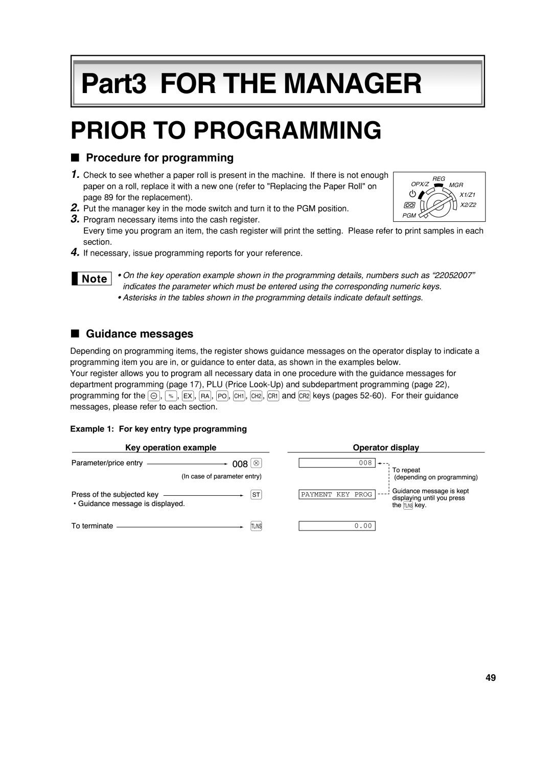 Sharp XE-A213 instruction manual Prior to Programming, Procedure for programming, Guidance messages 