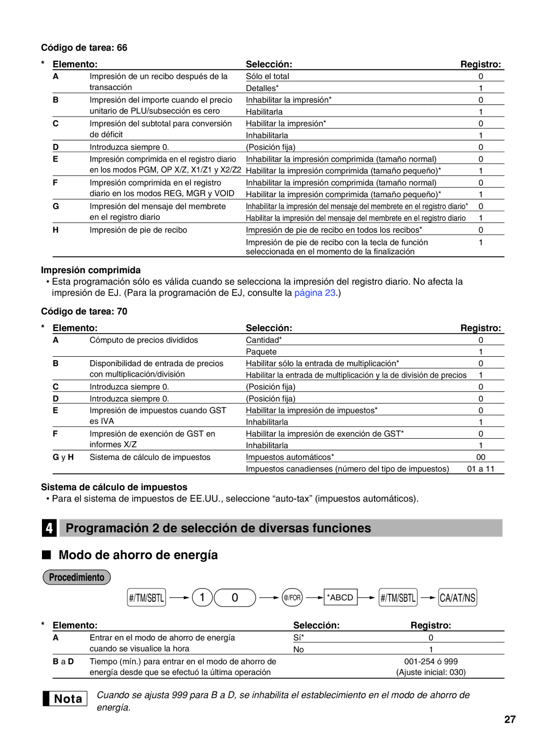 Sharp XE-A21S instruction manual Impresión comprimida, Sistema de cálculo de impuestos 