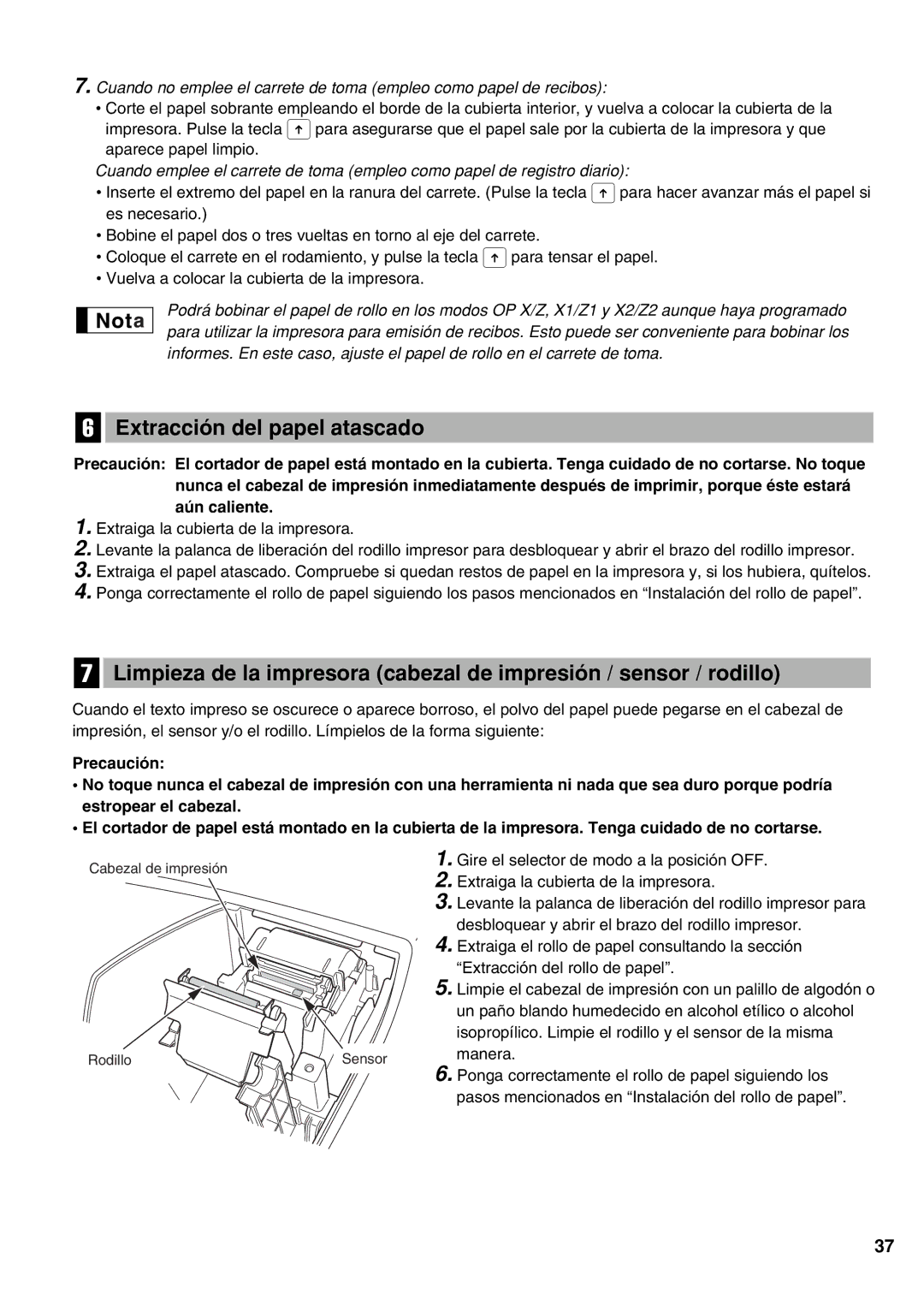 Sharp XE-A21S instruction manual Extracción del papel atascado, Manera 