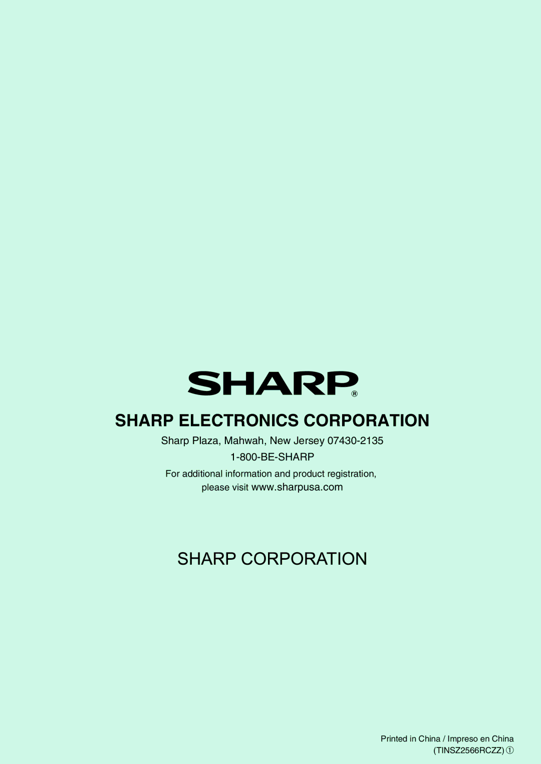 Sharp XE-A21S instruction manual Sharp Electronics Corporation, Sharp Plaza, Mahwah, New Jersey BE-SHARP 