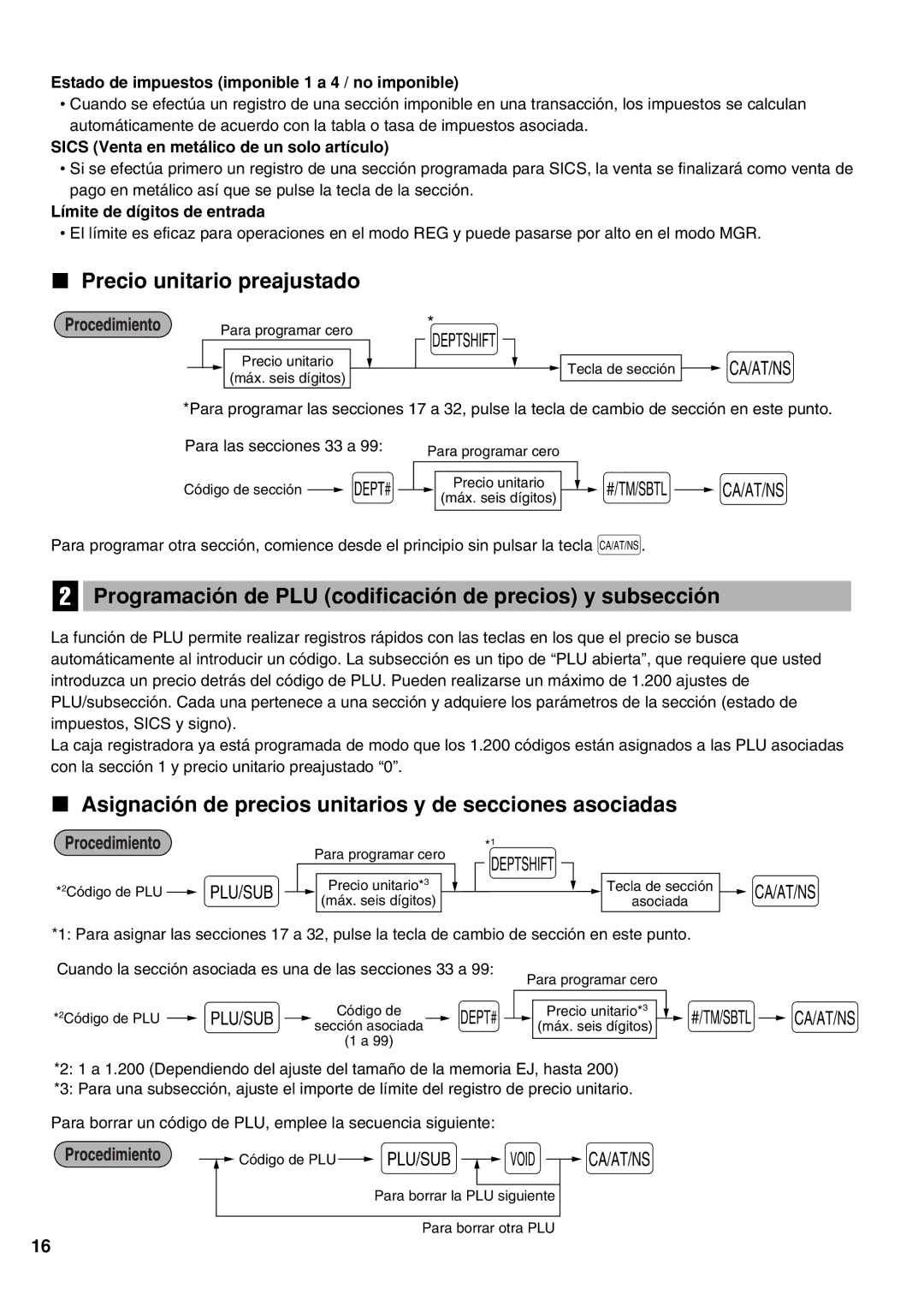 Sharp XE-A21S instruction manual Precio unitario preajustado, Programación de PLU codificación de precios y subsección 