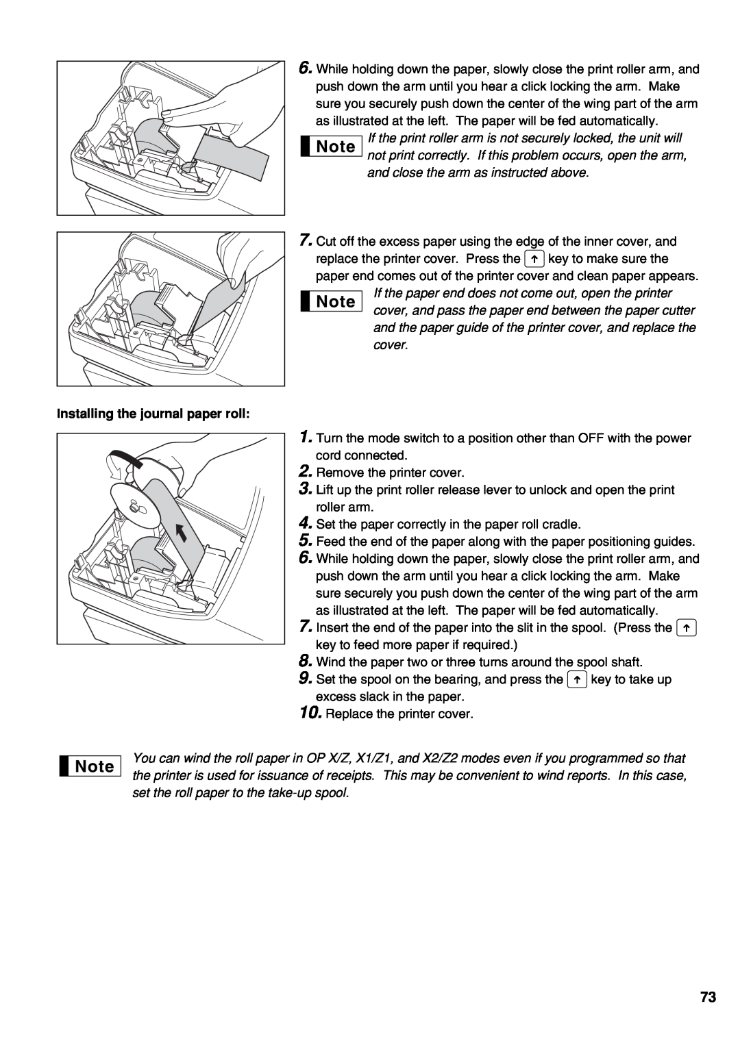 Sharp XE-A21S instruction manual Installing the journal paper roll 