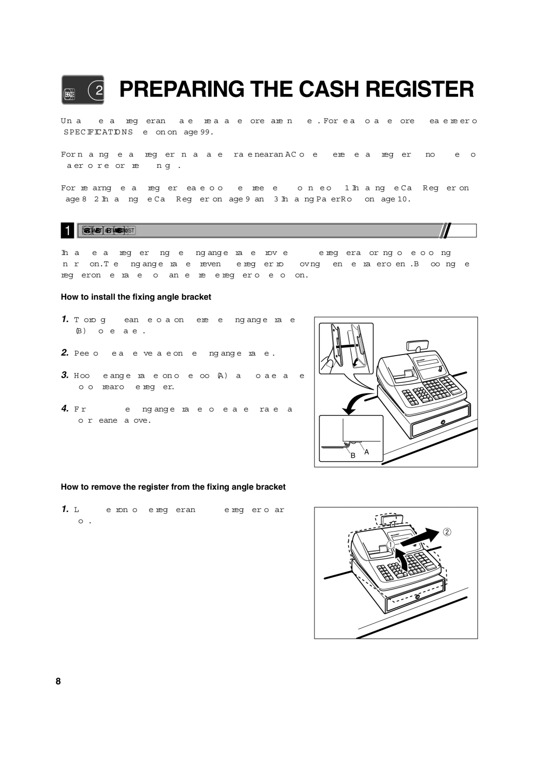 Sharp XE-A303 instruction manual Installing the Cash Register, How to install the fixing angle bracket 