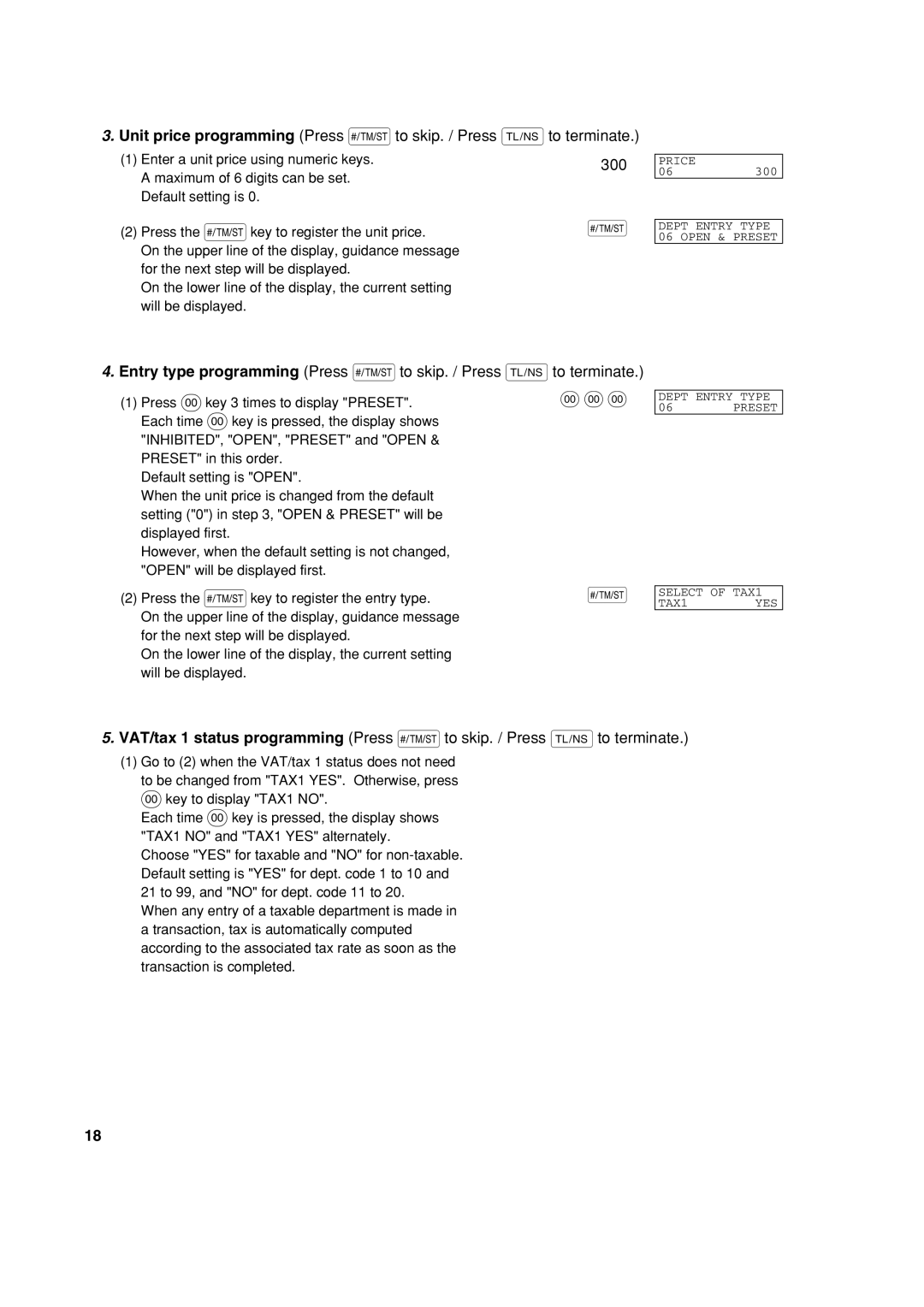 Sharp XE-A303 instruction manual Unit price programming Press sto skip. / Press Ato terminate, 300 