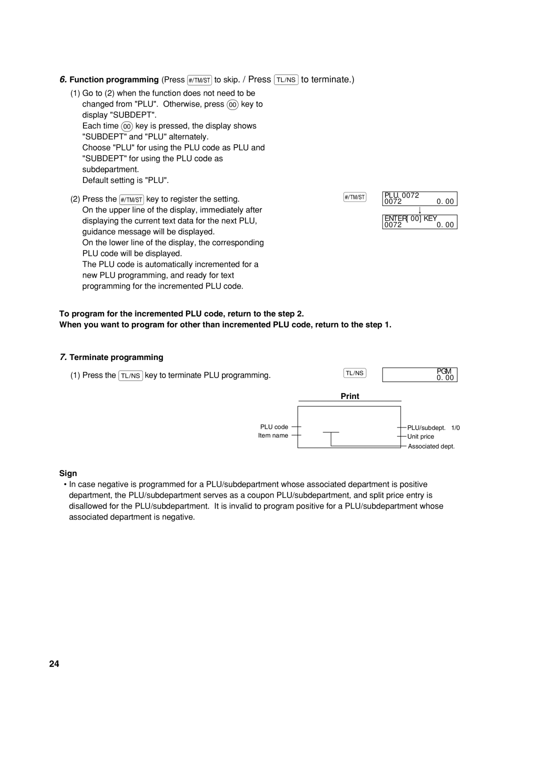 Sharp XE-A303 instruction manual Function programming Press sto skip. / Press Ato terminate, Sign 