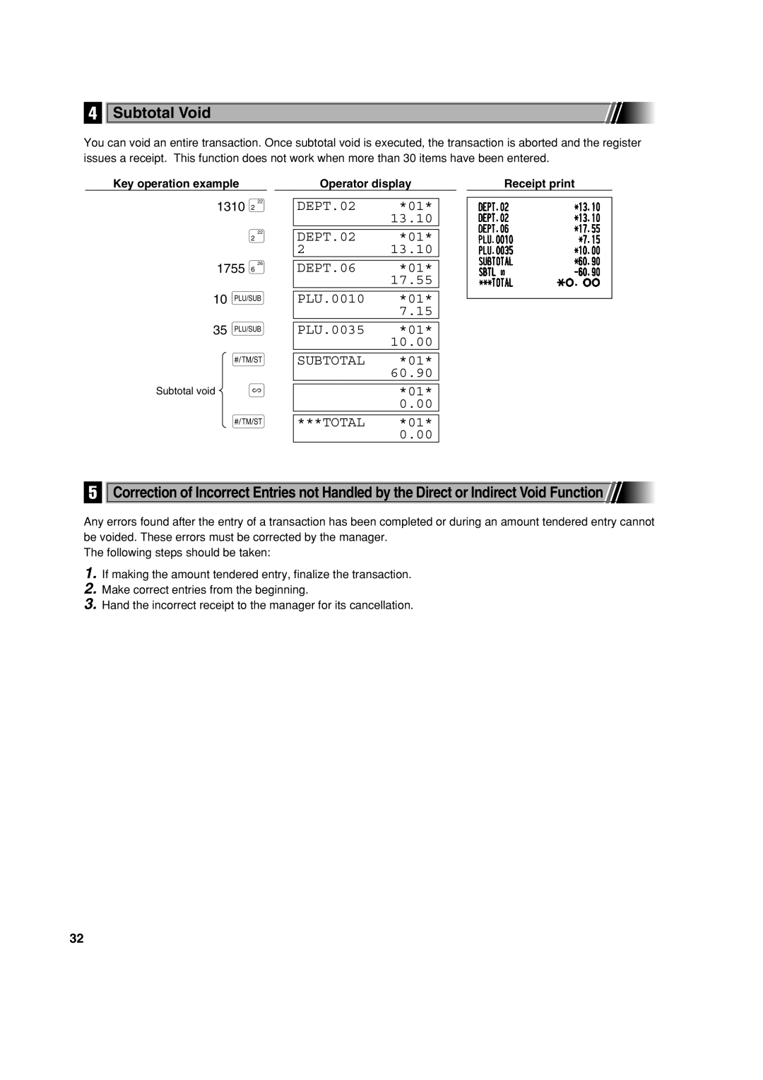 Sharp XE-A303 instruction manual Subtotal Void, 1310 1755 § 10 p 35 p 