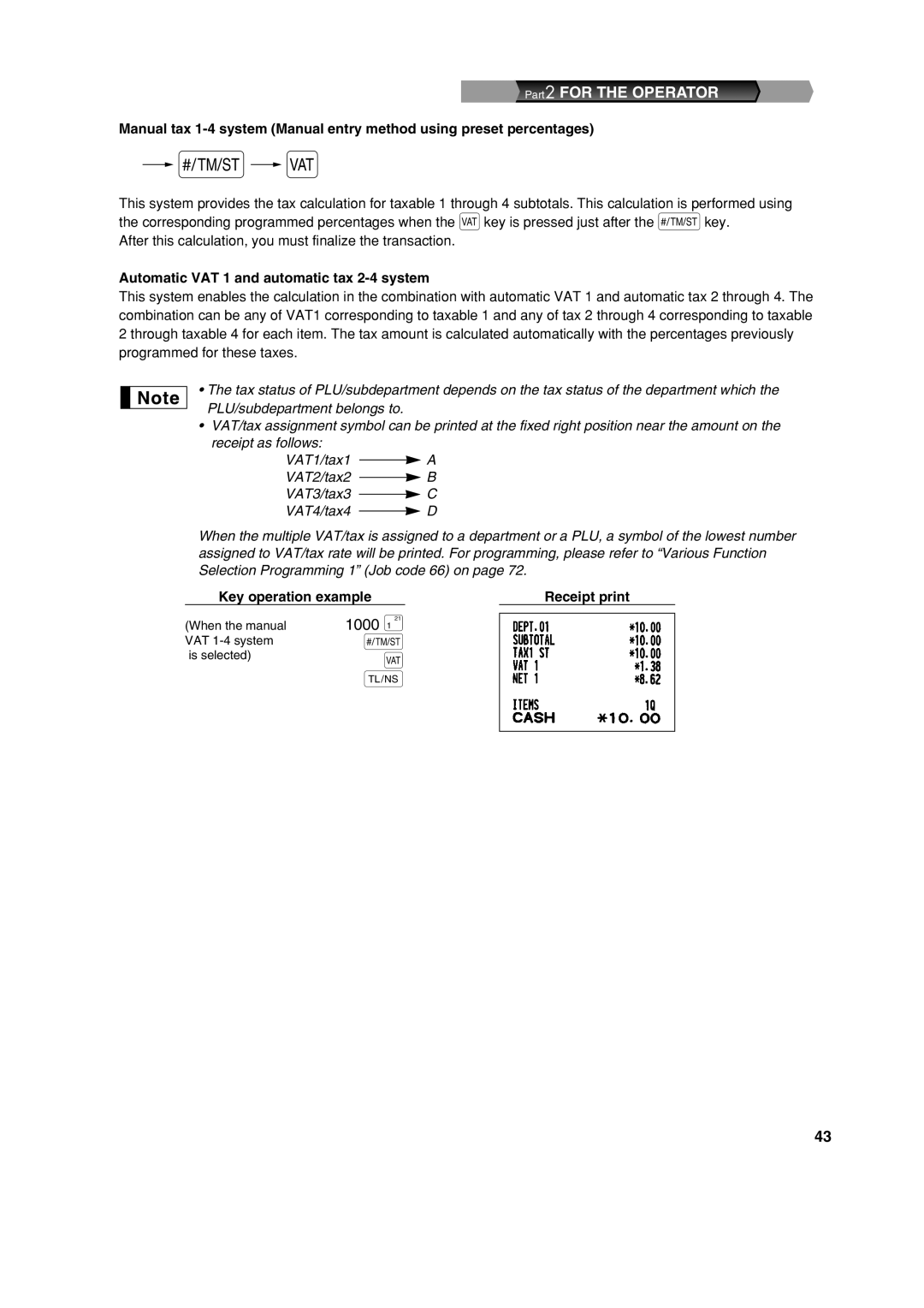 Sharp XE-A303 instruction manual 1000 ¡, Automatic VAT 1 and automatic tax 2-4 system 