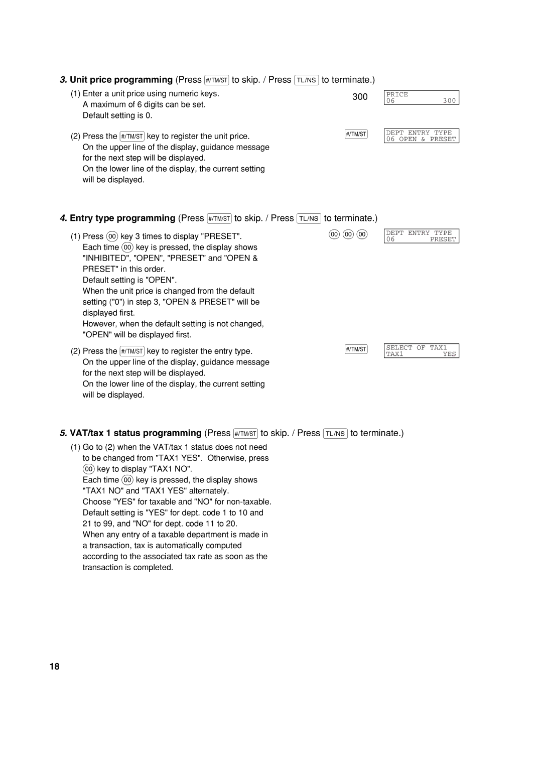 Sharp XE-A303 instruction manual Unit price programming Press sto skip. / Press Ato terminate, 300 