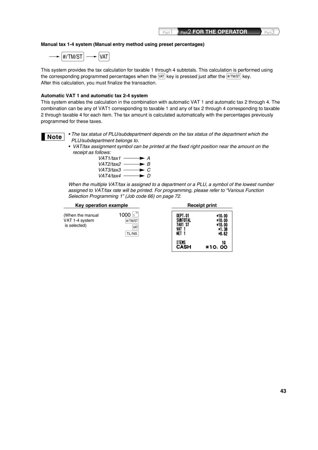 Sharp XE-A303 instruction manual 1000 ¡, Automatic VAT 1 and automatic tax 2-4 system 