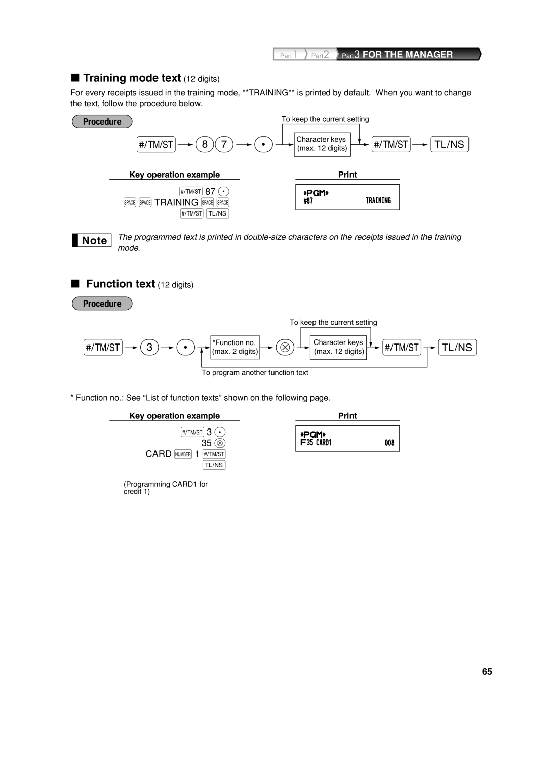 Sharp XE-A303 instruction manual Training mode text 12 digits, Function text 12 digits, Sstraining SS, 35 @ Card N1 s 