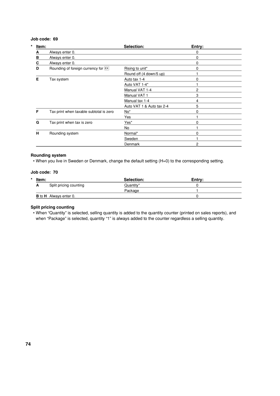 Sharp XE-A303 instruction manual Rounding system, Split pricing counting 