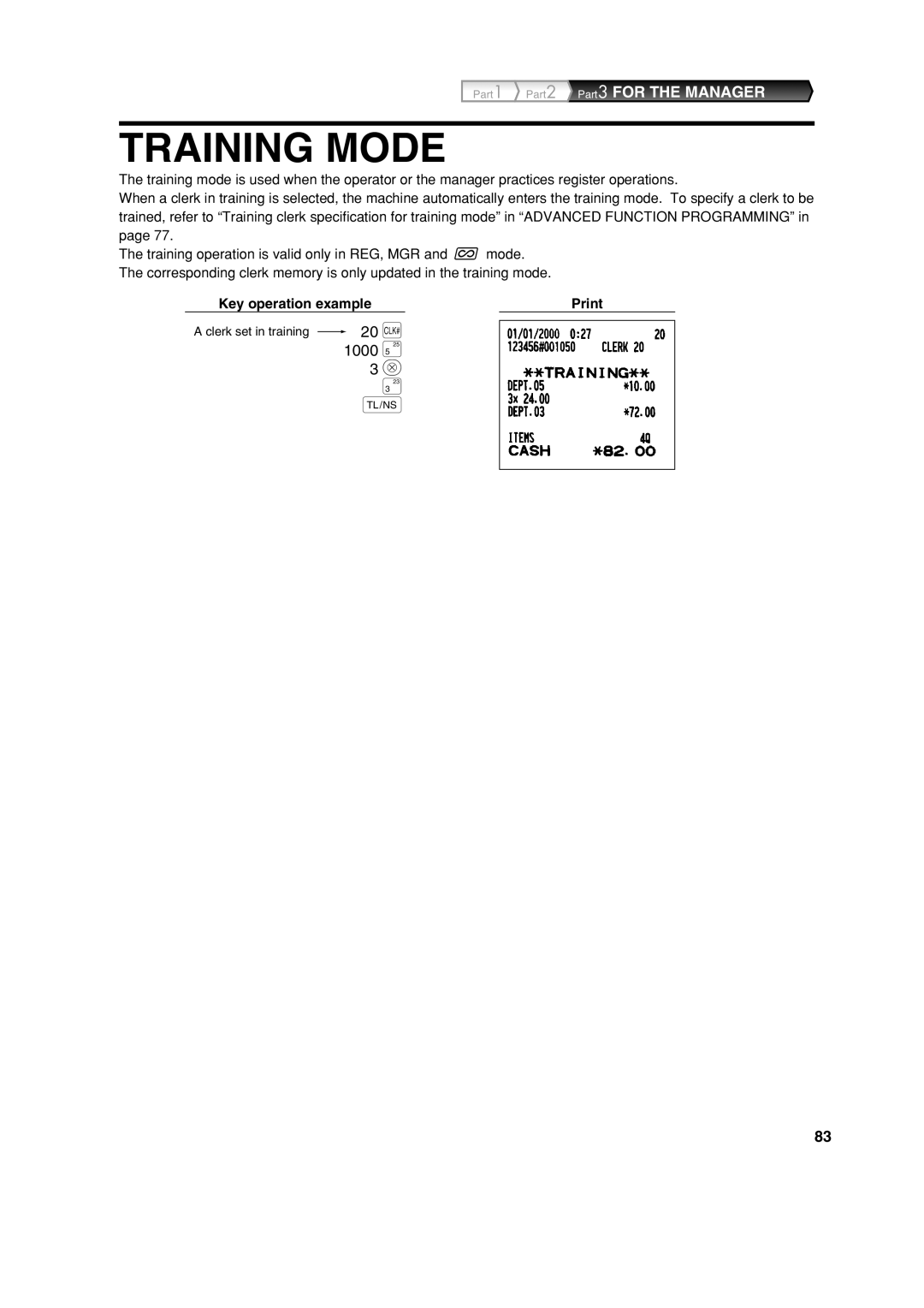 Sharp XE-A303 instruction manual Training Mode, 1000 