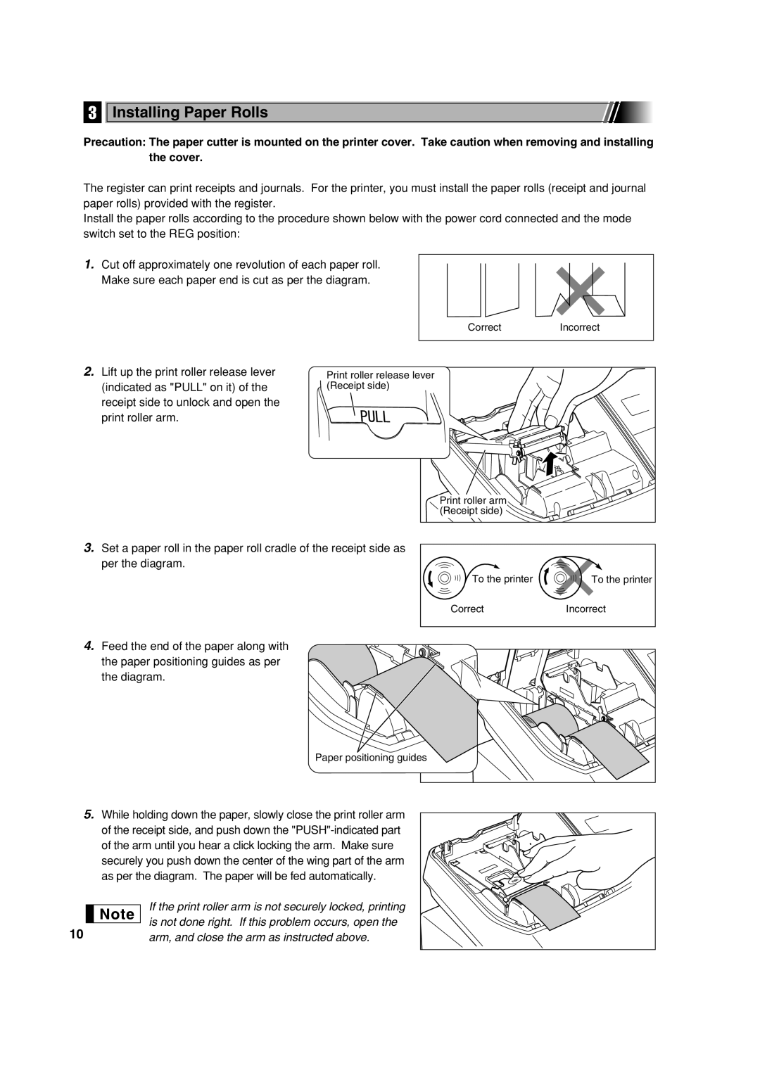 Sharp XE-A303 instruction manual Installing Paper Rolls 