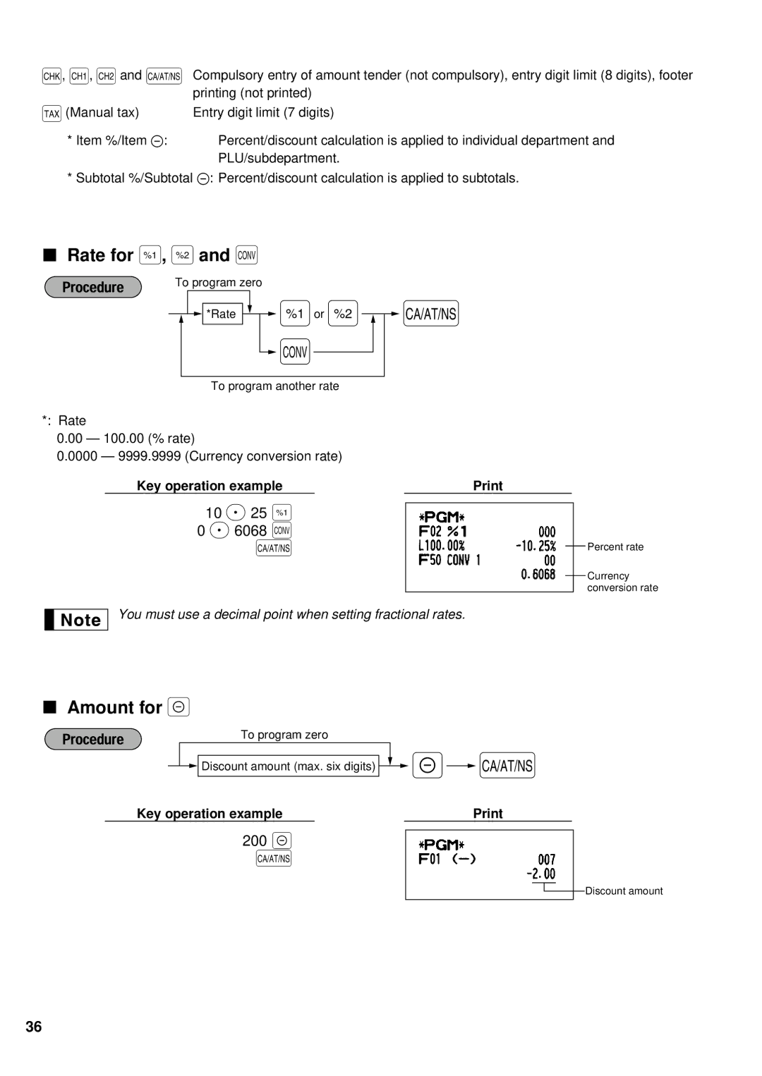 Sharp XE-A401 instruction manual 10 P 25 %, Rate for %, &and, Amount for, 6068, 200 