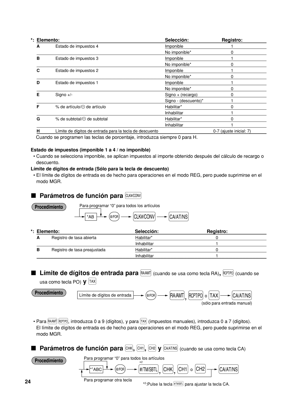 Sharp XE-A42S instruction manual X o Y, Parámetros de función para K 