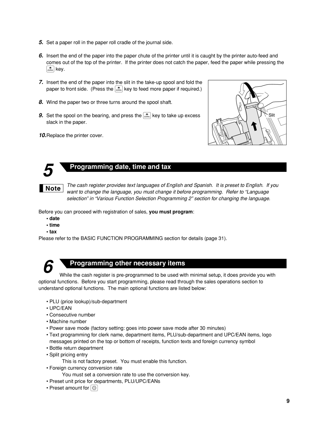 Sharp XE-A42S instruction manual Programming date, time and tax, Date Time Tax 