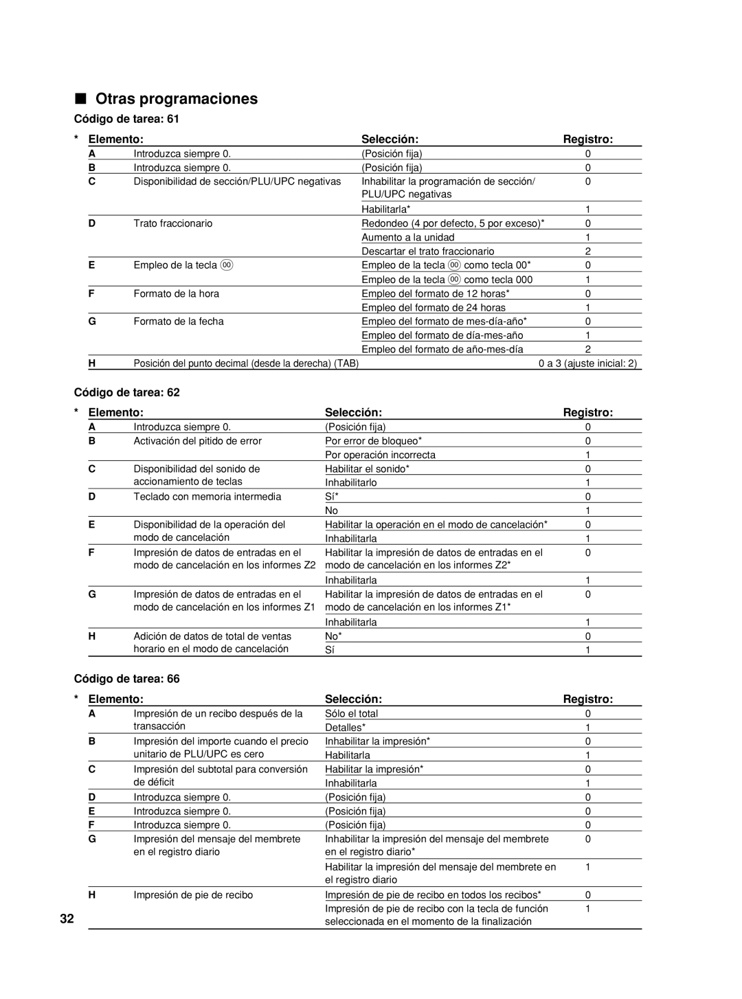 Sharp XE-A42S instruction manual Otras programaciones 