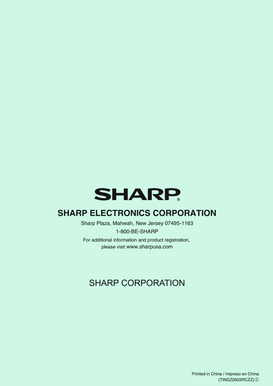 Sharp XE-A42S instruction manual Sharp Electronics Corporation, Sharp Plaza, Mahwah, New Jersey BE-SHARP 