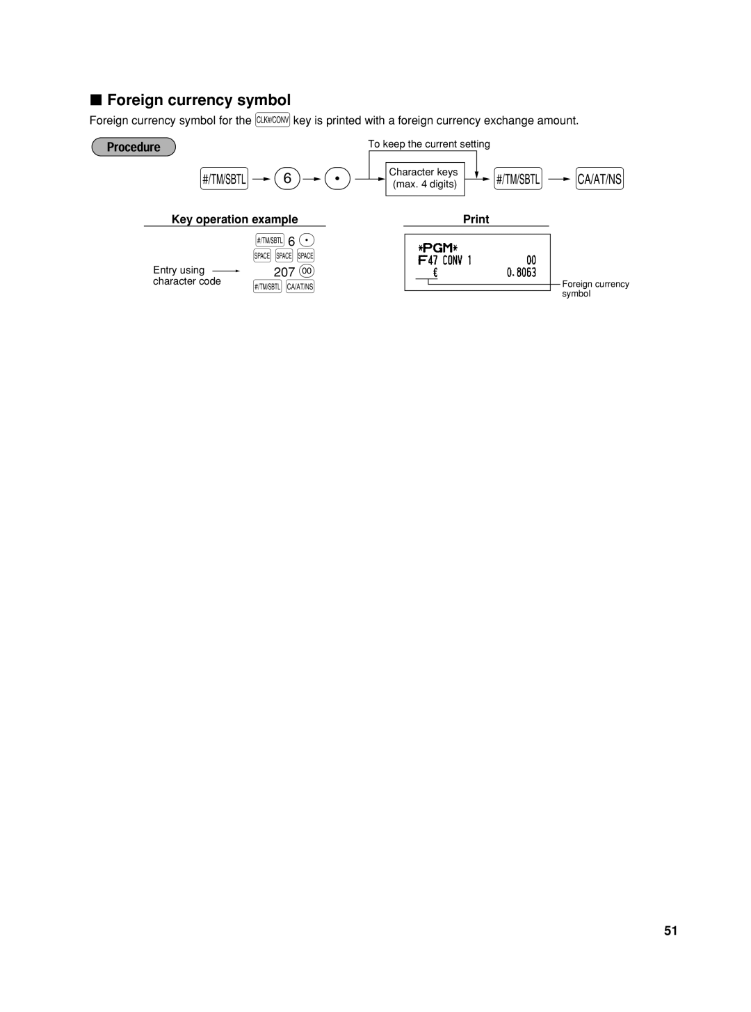 Sharp XE-A42S instruction manual Foreign currency symbol, 207 