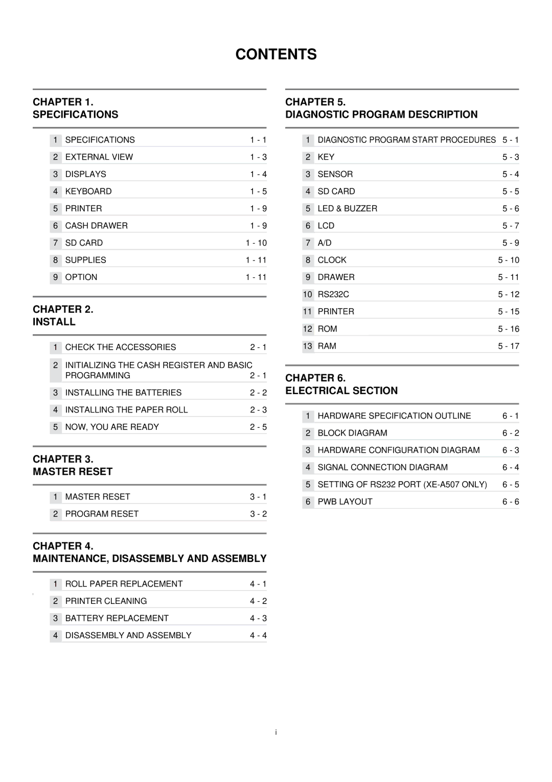 Sharp XE-A407/A43S, XE-A43S, XEA407, XE-A207/A23S, XE-A23S service manual Contents 