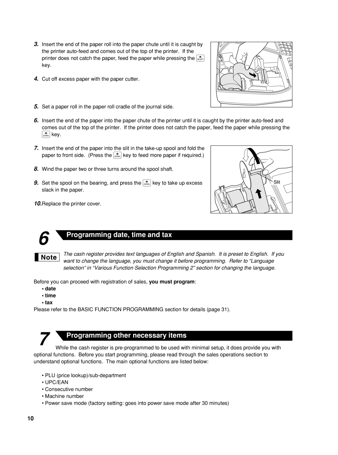 Sharp XE-A506 instruction manual Programming date, time and tax, Date Time Tax 