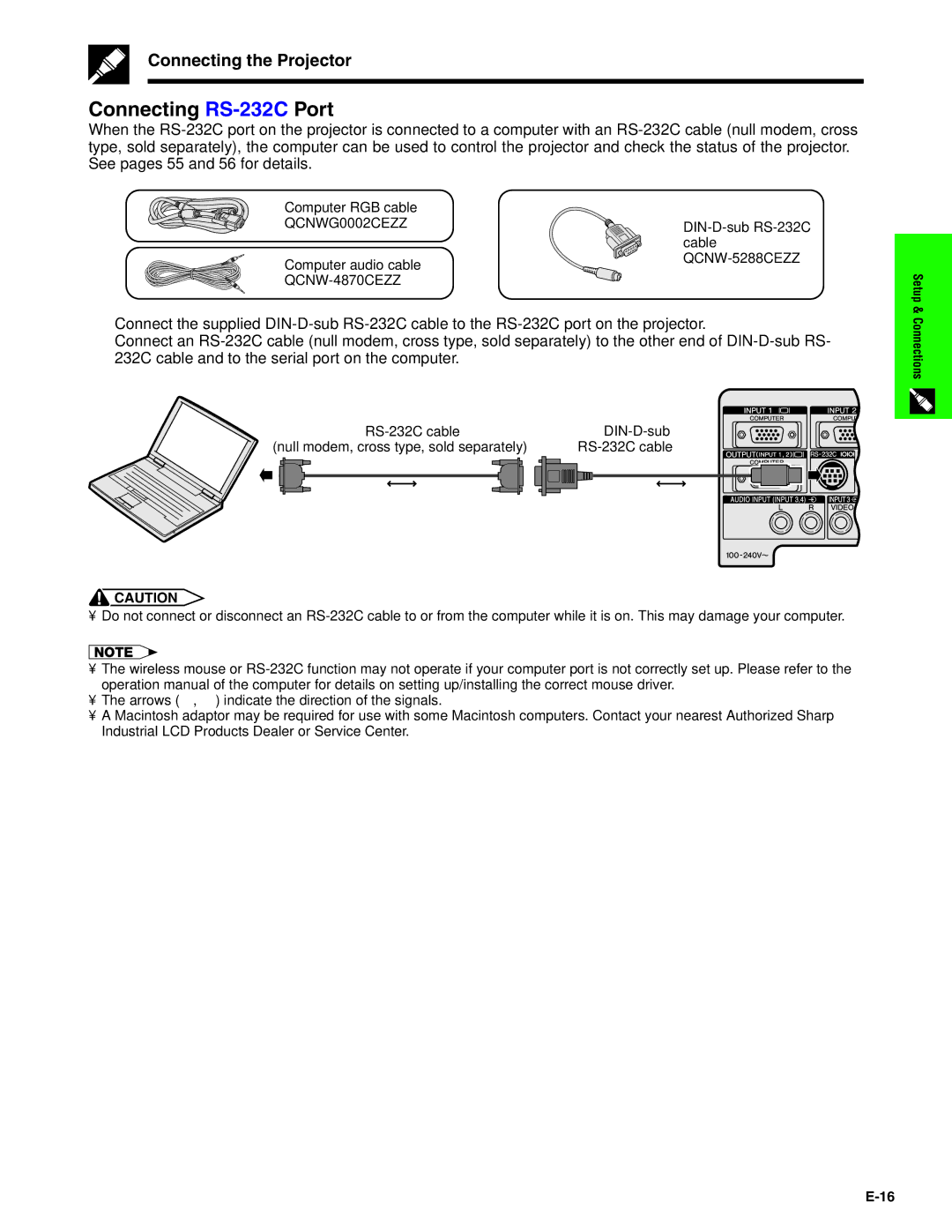 Sharp XG-C40XU operation manual Connecting RS-232CPort, Connecting the Projector 