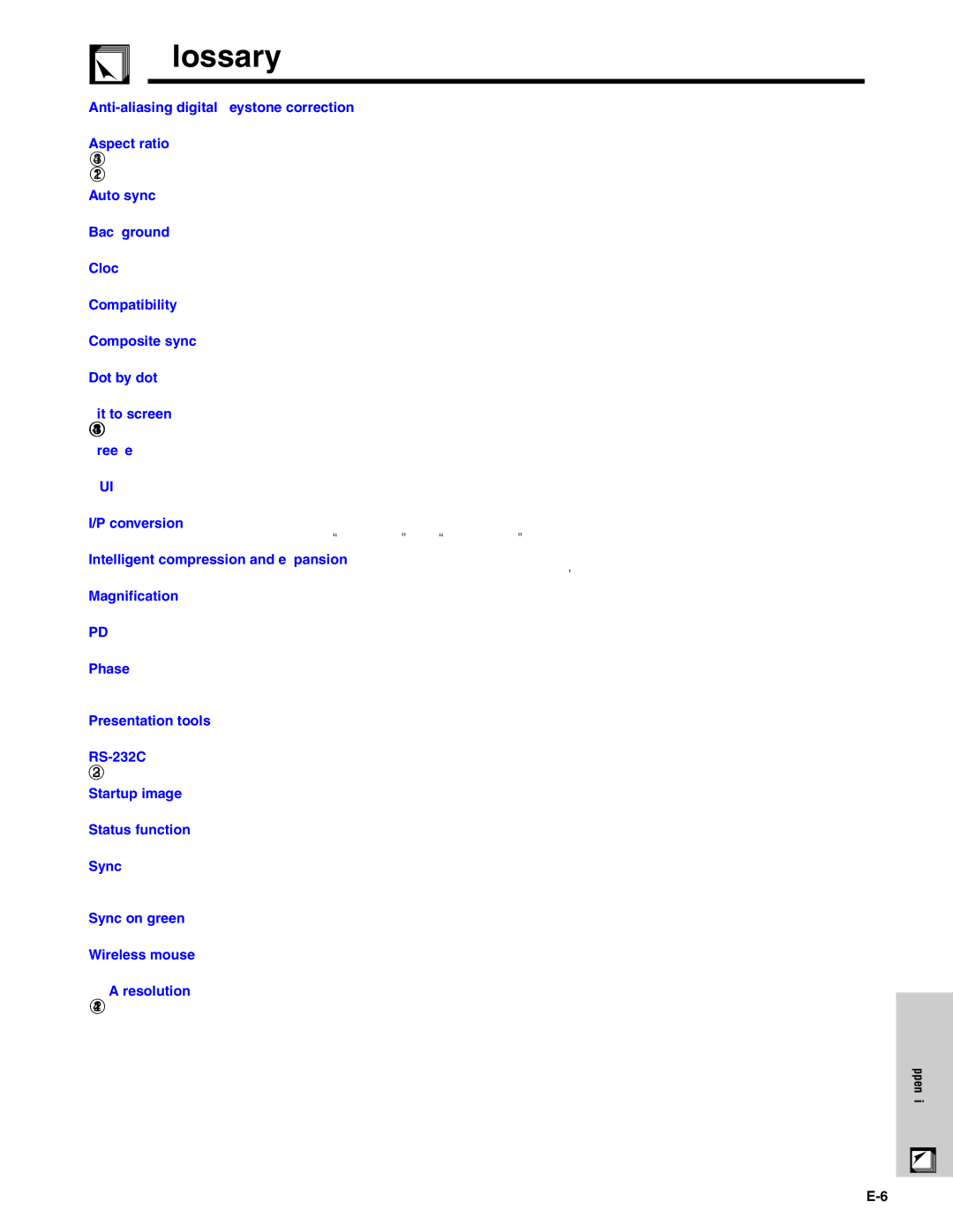 Sharp XG-C40XU operation manual Glossary, Aspect ratio 