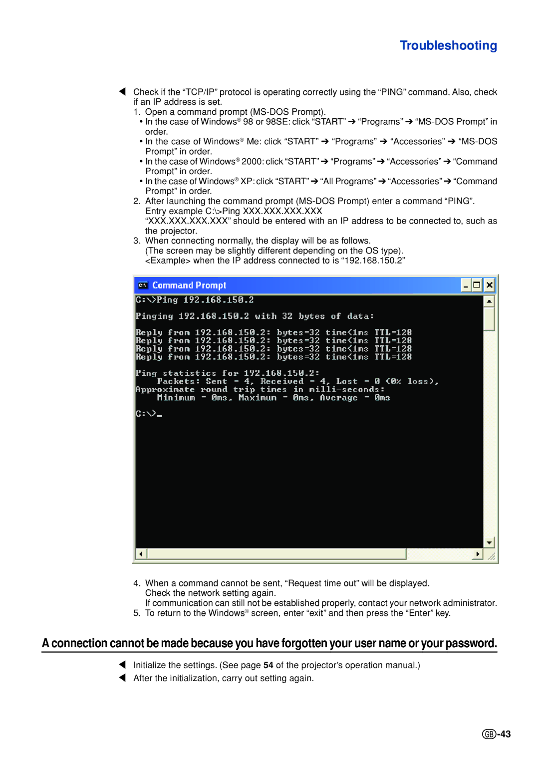 Sharp XG-C335X, XG-C430X, XG-C330X specifications After the initialization, carry out setting again 