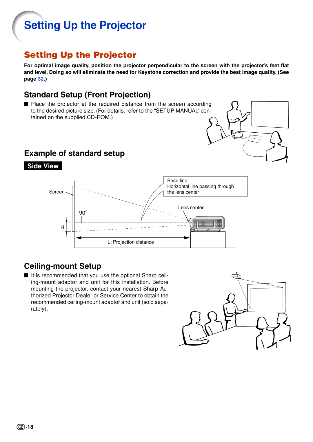 Sharp XG-C465X-L, XG-C435X-L operation manual Setting Up the Projector 