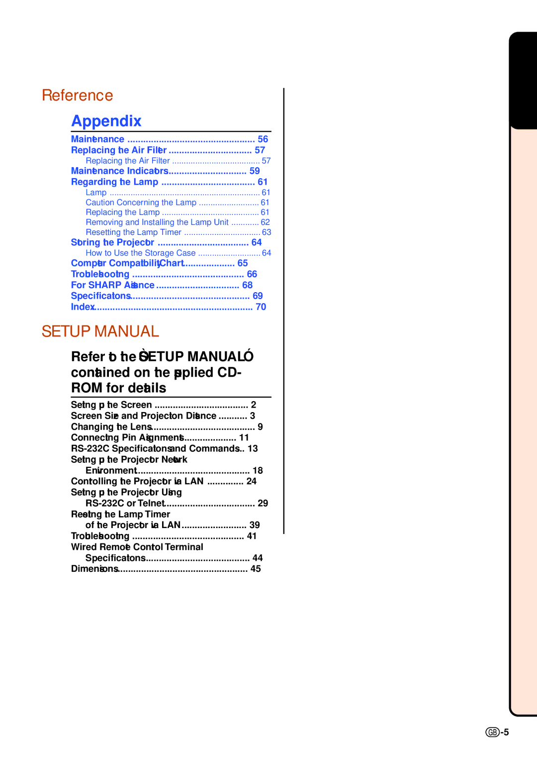 Sharp XG-C435X-L, XG-C465X-L operation manual Setup Manual 