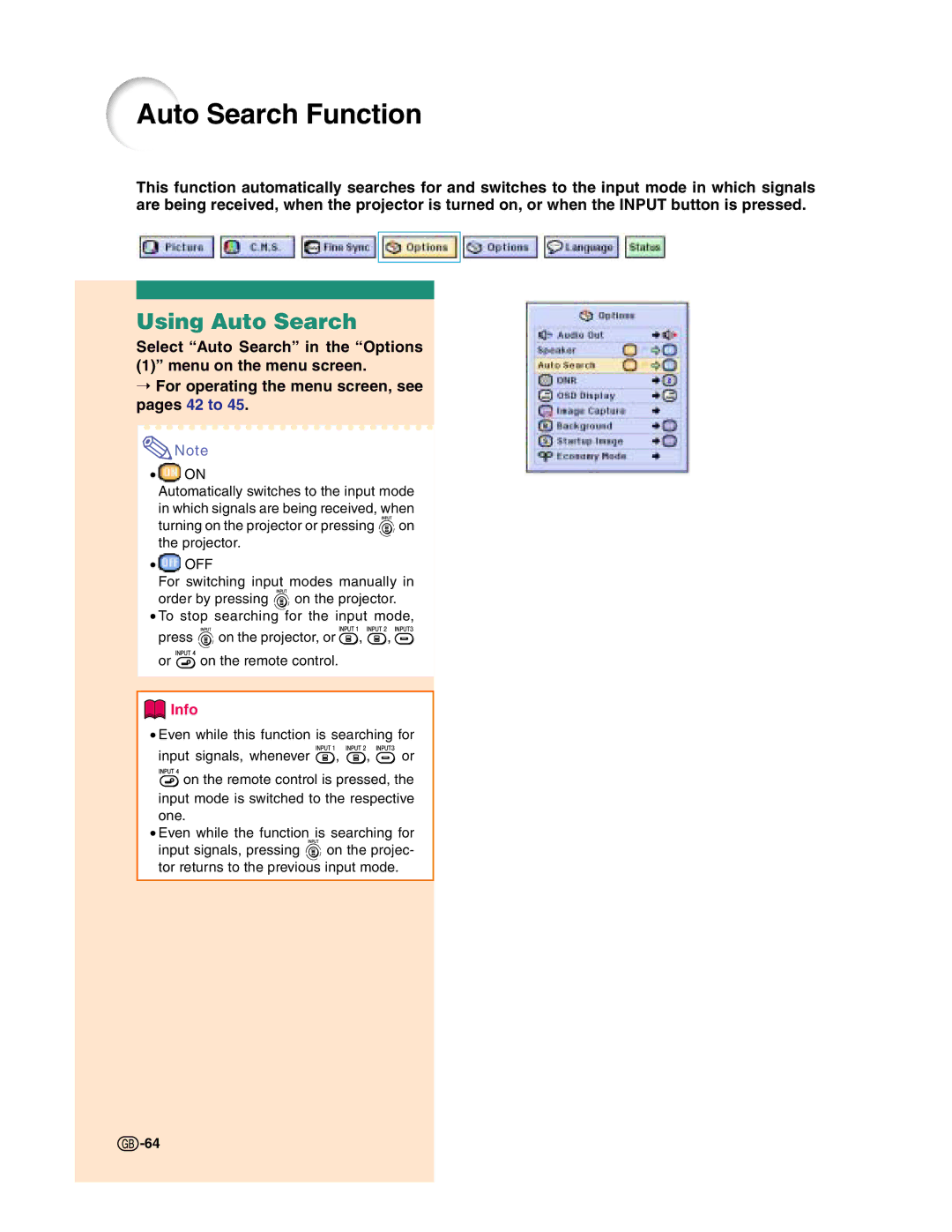 Sharp XG-C50X operation manual Auto Search Function, Using Auto Search 