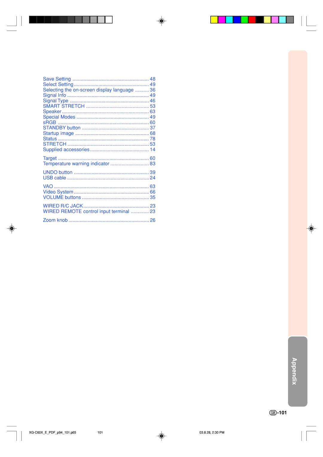 Sharp XG-C60X operation manual 101 