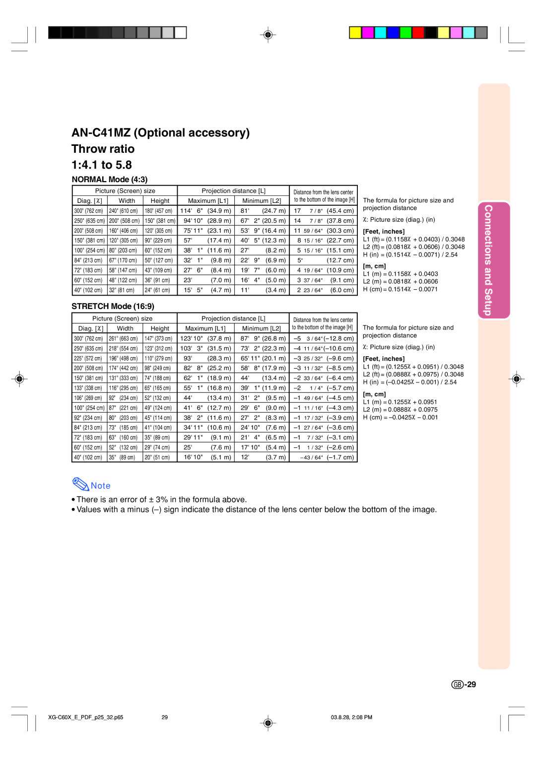 Sharp XG-C60X operation manual AN-C41MZ Optional accessory Throw ratio 14.1 to 