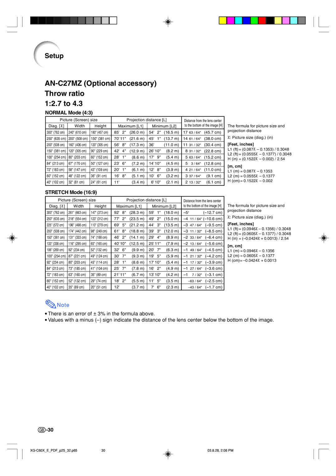 Sharp XG-C60X operation manual AN-C27MZ Optional accessory Throw ratio 12.7 to 