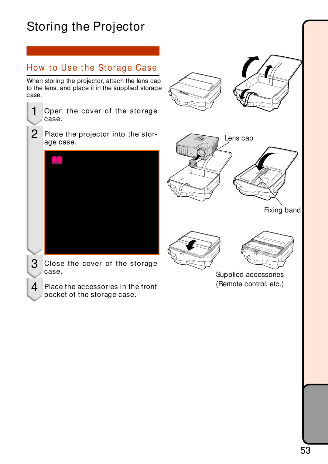 Sharp XG-F210X, XG-F260X operation manual Storing the Projector, How to Use the Storage Case 