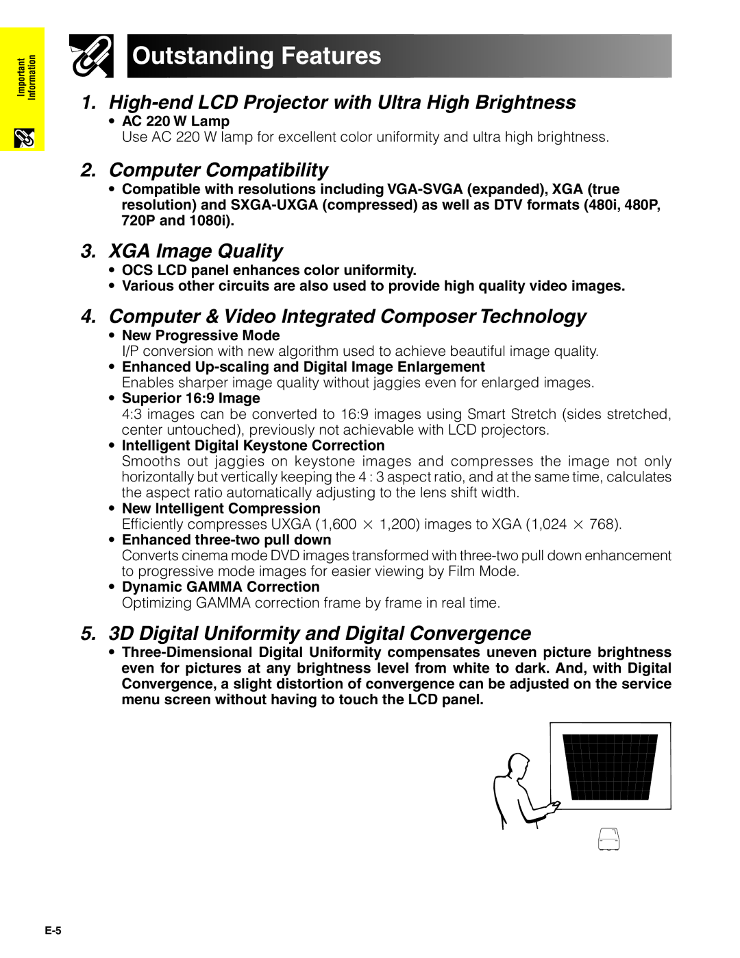 Sharp XG-P20XU operation manual Outstanding Features, Computer Compatibility 