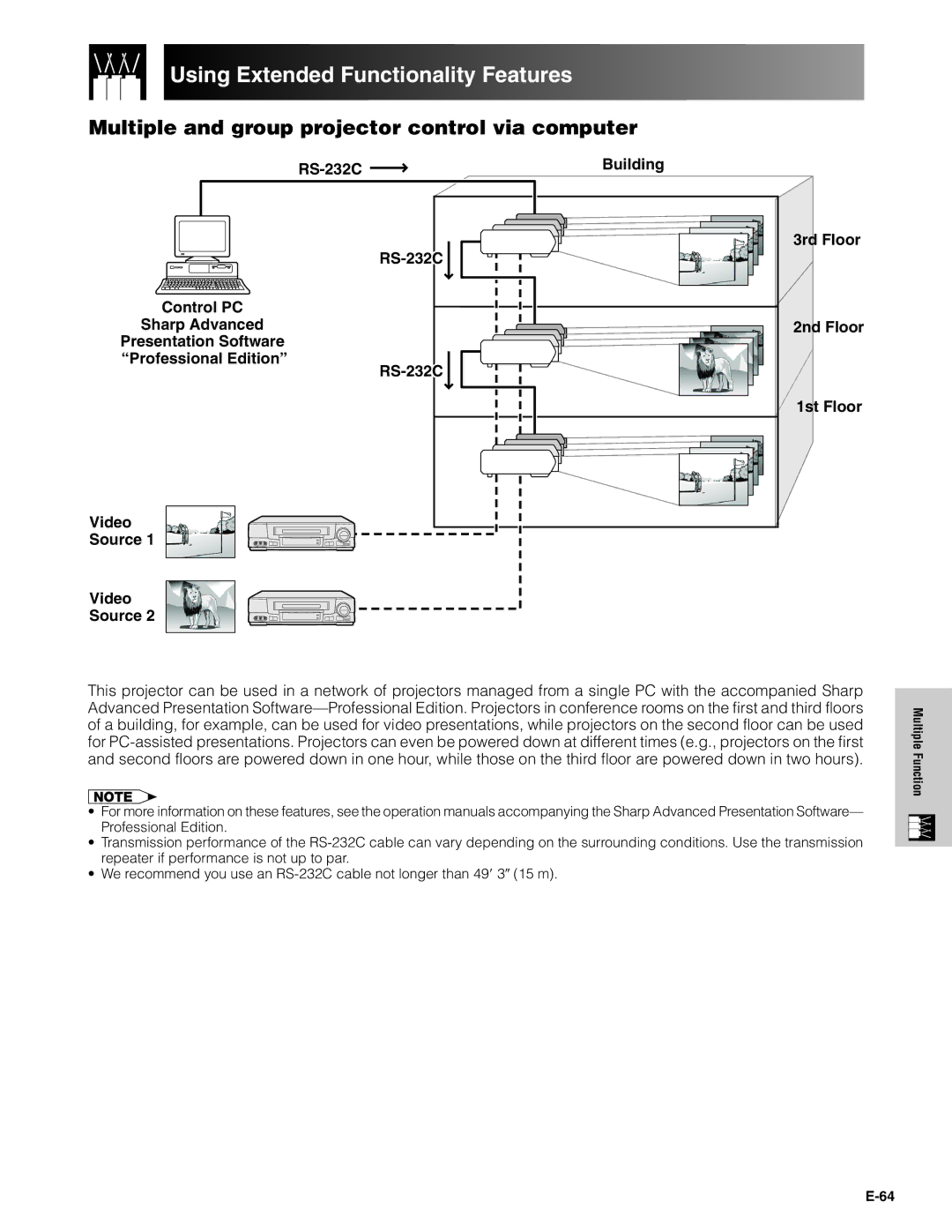 Sharp XG-P20XU operation manual Using Extended Functionality Features, Multiple and group projector control via computer 